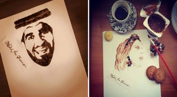 طبيب أسنان فلسطيني يرسم لوحاته بالقهوة صور 6 22 2015 1 30 00 Pm من وحي فنجان القهوة خرجت رسوماته ولشغفه بالرسم منذ صغره ألقى بقلم الرصاص وأمسك بفرشاة مغم سة بالشاي ليبدأ برسم وجوه لأشخاص بطريقة خارجة عن المألوف طبيب الأسنان الفلسطيني محمد